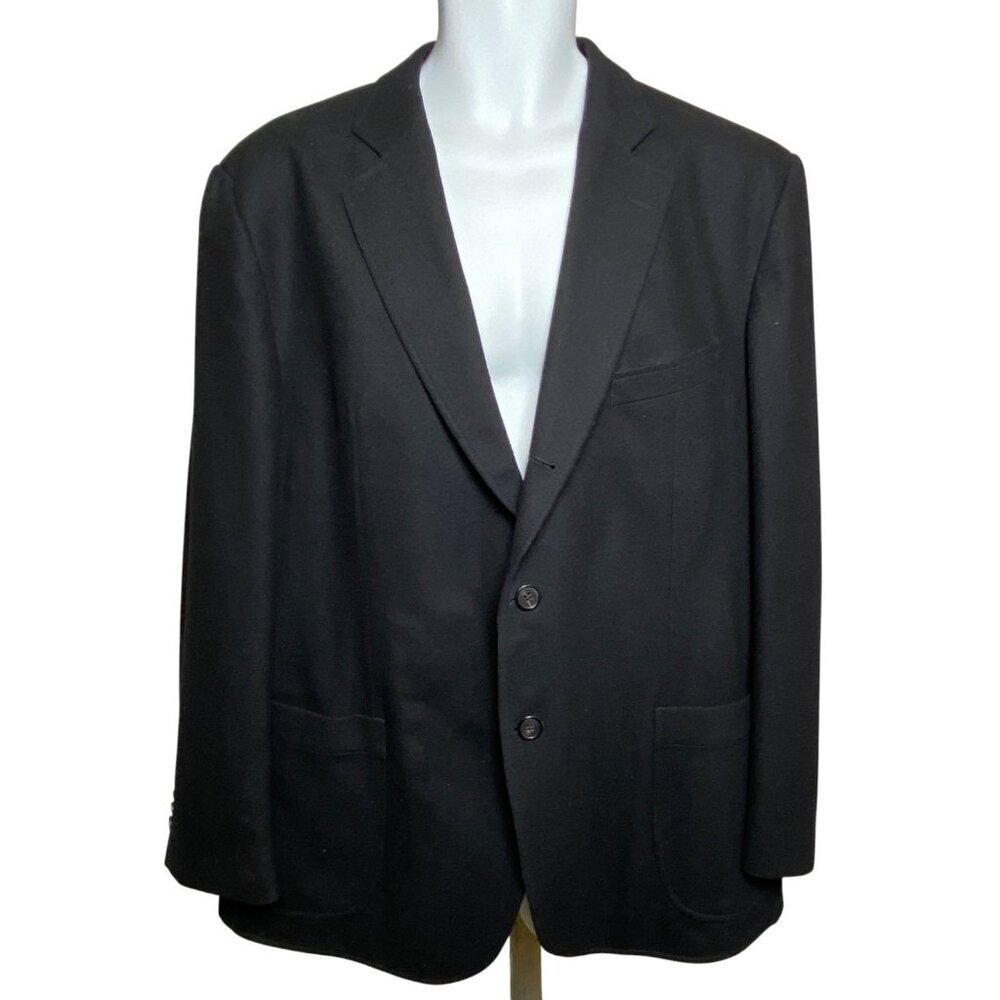 Scabal Black Wool Blazer Jacket Mens Size 54R Bespoke Made to Measure 3 Button